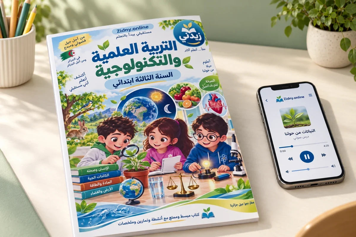 كتب زيدني للسنة الثالثة ابتدائي — تصميم توضيحي مبني على الأغلفة الحقيقية